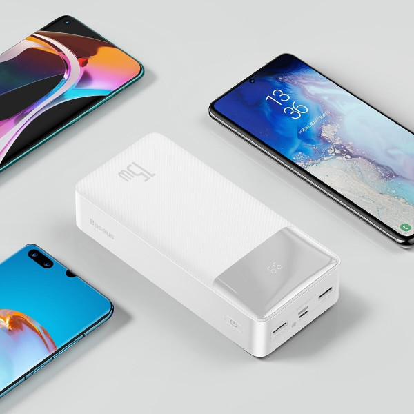 Зовнішній акумулятор Baseus Bipow Digital Display Power bank 30000mAh 15W White