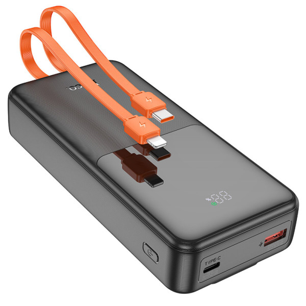 Зовнішній акумулятор HOCO J119A Sharp charger 22.5W+PD20 fully compatible power bank with digital display and cable(20000mAh) Black