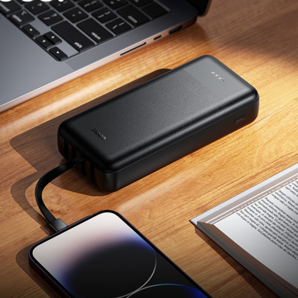 Зовнішній акумулятор HOCO J163A Wonderful power bank with 4 cables(20000mAh) Black (6942007664592)