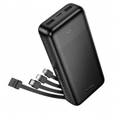 Зовнішній акумулятор HOCO J163A Wonderful power bank with 4 cables(20000mAh) Black (6942007664592)