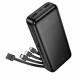 Зовнішній акумулятор HOCO J163A Wonderful power bank with 4 cables(20000mAh) Black (6942007664592)