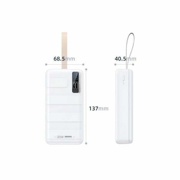 Зовнішній акумулятор REMAX Noah Series 20W+22.5W PD+QC Fast Charging Power Bank 30000mAh RPP-506 White