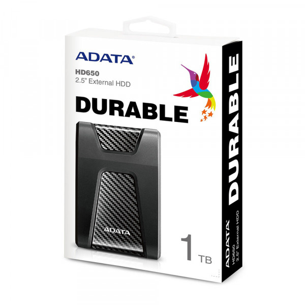 Зовнішній жорсткий диск PHD External 2.5'' ADATA USB 3.1 DashDrive Durable HD650 1TB Black (AHD650-1TU31-CBK)