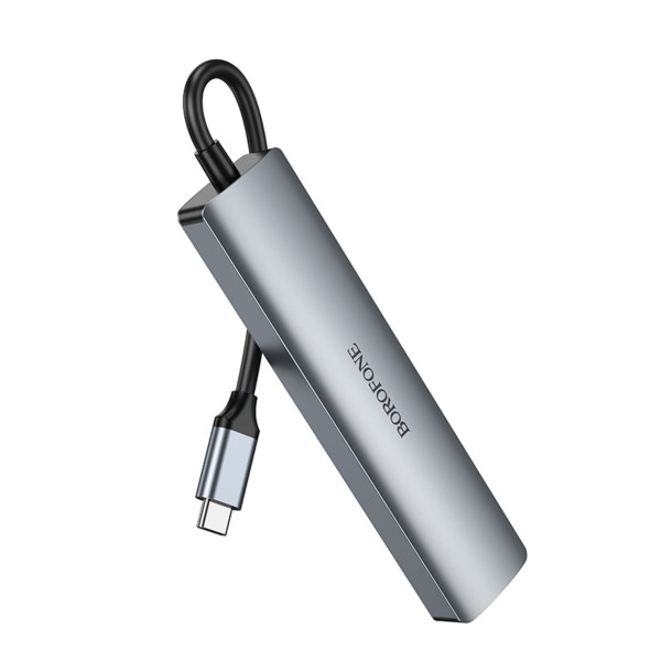 Адаптер BOROFONE DH16 Buddy Type-C 6-in-1 adapter Metal Gray