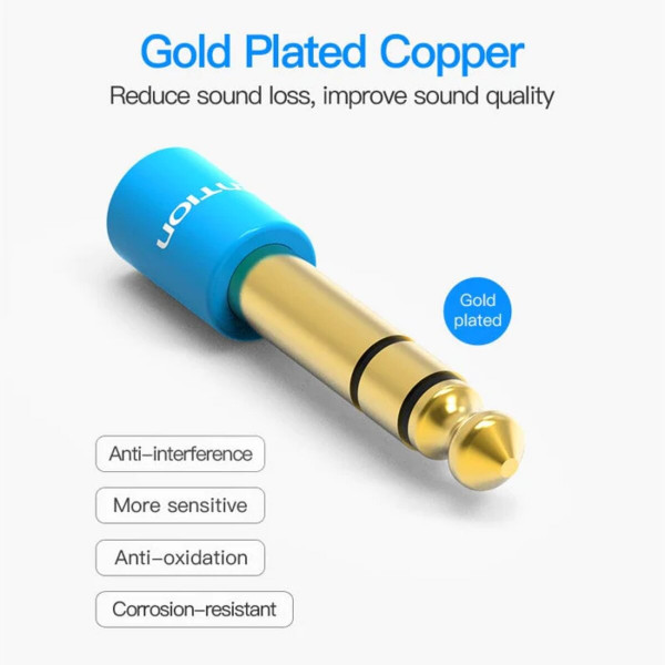 Адаптер Vention 6.35mm Male to 3.5mm Female Audio Adapter Blue Aluminum Alloy Type (VAB-S01-L)