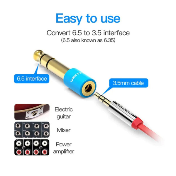 Адаптер Vention 6.35mm Male to 3.5mm Female Audio Adapter Blue Aluminum Alloy Type (VAB-S01-L)
