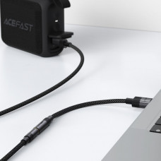 Аудіокабель ACEFAST J13 USB-A to 3.5mm female, nylon braid, 0.15m, Black (6974316285298)