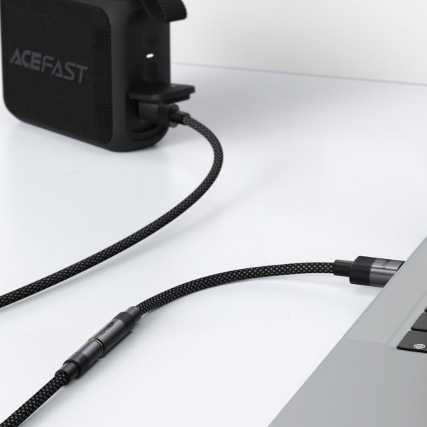 Аудіокабель ACEFAST J13 USB-A to 3.5mm female, nylon braid, 0.15m, Black (6974316285298)