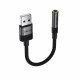 Аудіокабель ACEFAST J13 USB-A to 3.5mm female, nylon braid, 0.15m, Black (6974316285298)