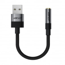 Аудіокабель ACEFAST J13 USB-A to 3.5mm female, nylon braid, 0.15m, Black (6974316285298)