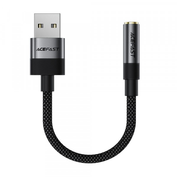 Аудіокабель ACEFAST J13 USB-A to 3.5mm female, nylon braid, 0.15m, Black (6974316285298)