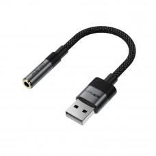 Аудіокабель ACEFAST J13 USB-A to 3.5mm female, nylon braid, 0.15m, Black (6974316285298)