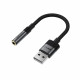 Аудіокабель ACEFAST J13 USB-A to 3.5mm female, nylon braid, 0.15m, Black (6974316285298)