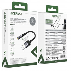 Аудіокабель ACEFAST J13 USB-A to 3.5mm female, nylon braid, 0.15m, Black (6974316285298)
