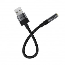Аудіокабель ACEFAST J13 USB-A to 3.5mm female, nylon braid, 0.15m, Black (6974316285298)