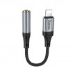 Аудiокабель HOCO LS36A iP to 3.5 female, nylon braid, 0.12m, Black (6942007663618)