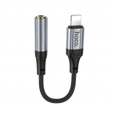 Аудiокабель HOCO LS36A iP to 3.5 female, nylon braid, 0.12m, Black (6942007663618)