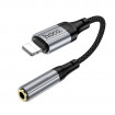 Аудiокабель HOCO LS36A iP to 3.5 female, nylon braid, 0.12m, Black (6942007663618)