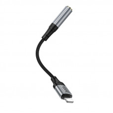 Аудiокабель HOCO LS36A iP to 3.5 female, nylon braid, 0.12m, Black (6942007663618)