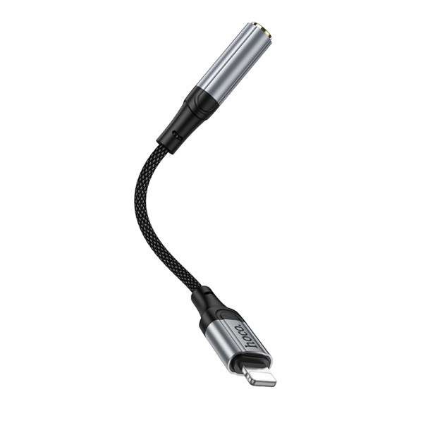 Аудiокабель HOCO LS36A iP to 3.5 female, nylon braid, 0.12m, Black (6942007663618)