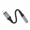 Аудiокабель HOCO LS36A iP to 3.5 female, nylon braid, 0.12m, Black (6942007663618)