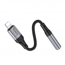 Аудiокабель HOCO LS36A iP to 3.5 female, nylon braid, 0.12m, Black (6942007663618)
