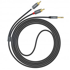 Аудіокабель HOCO UPA10 3.5mm male to double lotus RCA, TPE, 1.5m, Metal Gray (6957531078142)