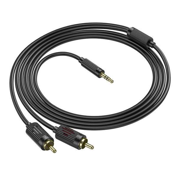 Аудiокабель HOCO UPA28 3.5 double lotus RCA audio cable Чорний