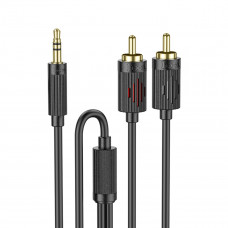 Аудiокабель HOCO UPA28 3.5 double lotus RCA audio cable Чорний