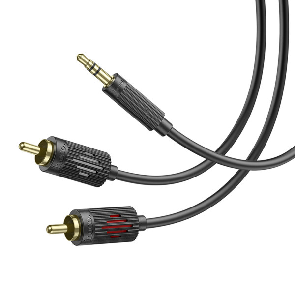 Аудiокабель HOCO UPA28 3.5 double lotus RCA audio cable Чорний