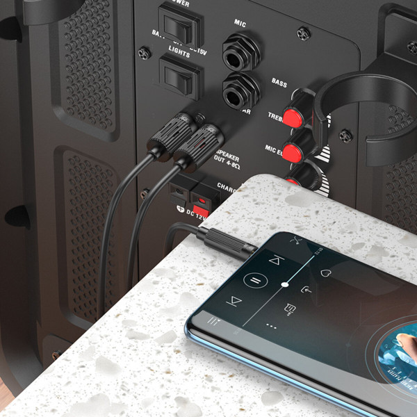 Аудiокабель HOCO UPA28 3.5 double lotus RCA audio cable Чорний