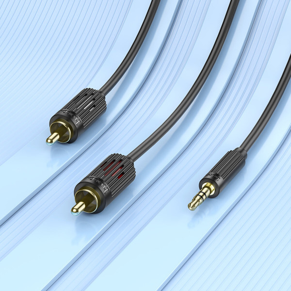Аудiокабель HOCO UPA28 3.5 double lotus RCA audio cable Чорний