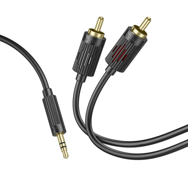 Аудiокабель HOCO UPA28 3.5 double lotus RCA audio cable Чорний