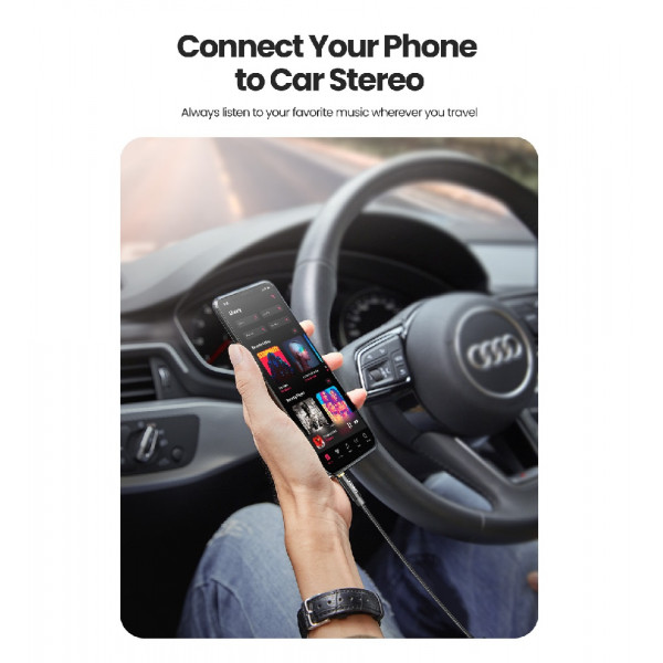 Аудіокабель UGREEN AV112, 3.5mm Male to 3.5mm Male, nylon braid, 2m, Blue (UGR-60181)