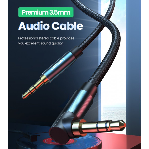 Аудіокабель UGREEN AV112, 3.5mm Male to 3.5mm Male, nylon braid, 2m, Blue (UGR-60181)