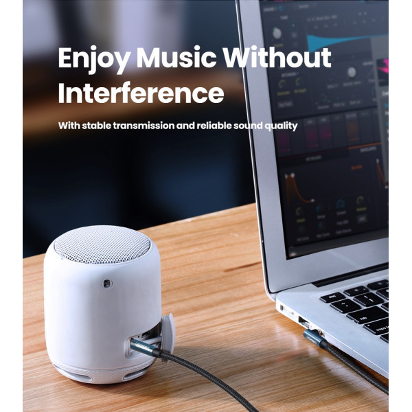 Аудіокабель UGREEN AV112, 3.5mm Male to 3.5mm Male, nylon braid, 2m, Blue (UGR-60181)