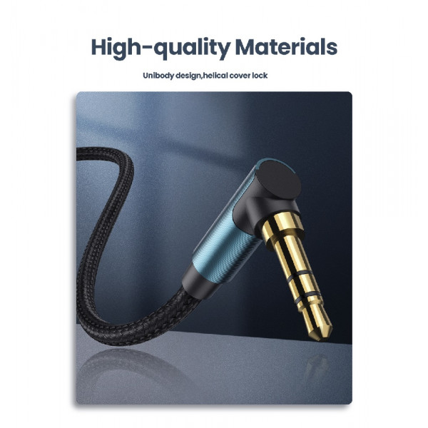 Аудіокабель UGREEN AV112, 3.5mm Male to 3.5mm Male, nylon braid, 2m, Blue (UGR-60181)