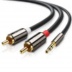 Аудіокабель UGREEN AV116 3.5mm Male to 2RCA Male, PVC, 1m Black (UGR-10749)
