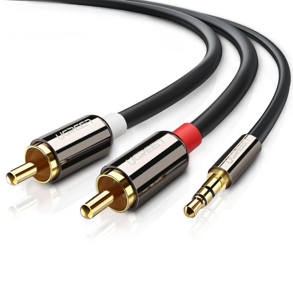 Аудіокабель UGREEN AV116 3.5mm Male to 2RCA Male, PVC, 1m Black (UGR-10749)