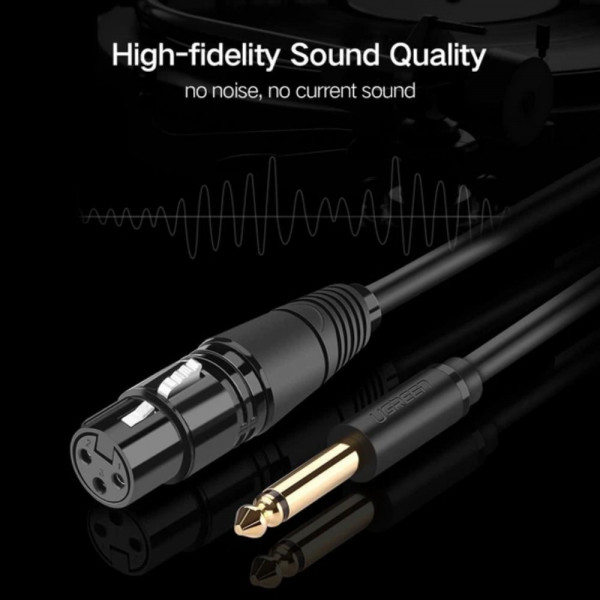 Аудіокабель UGREEN AV131 6.35mm to Cannon Female AV Cable 2m Black (UGR-20719)
