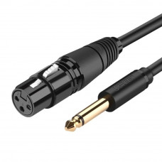 Аудіокабель UGREEN AV131 6.35mm to Cannon Female AV Cable 2m Black (UGR-20719)