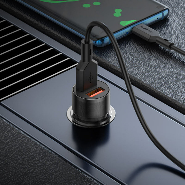 Автомобільний зарядний пристрій BOROFONE BZ19 Wisdom dual port car charger set(Type-C) Black
