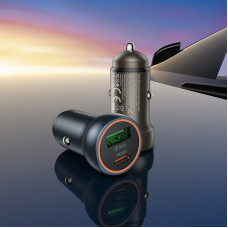 Автомобільний зарядний пристрій BOROFONE BZ32A Fresh PD30W+QC3.0 car charger metal gray (6941991118579)