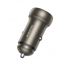Автомобільний зарядний пристрій BOROFONE BZ32A Fresh PD30W+QC3.0 car charger metal gray (6941991118579)