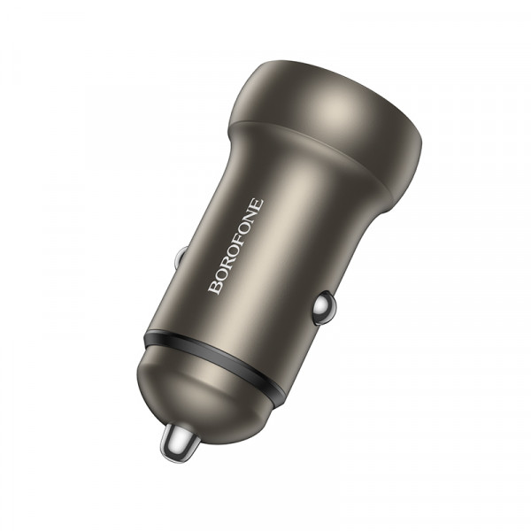 Автомобільний зарядний пристрій BOROFONE BZ32A Fresh PD30W+QC3.0 car charger metal gray (6941991118579)