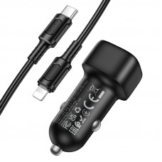 Автомобільний зарядний пристрій BOROFONE BZ34A Cloud single port PD20W car charger set (C to iP) Black (6941991122330)