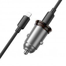 Автомобільний зарядний пристрій HOCO NZ16A Rigorous 43W dual port PD25W+QC3.0 car charger set(C to iP) Metal Grey (6942007644754)