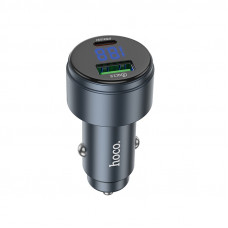 Автомобільний зарядний пристрій HOCO Z57B Glorious 63W dual-port digital display PD45W+QC3.0 car charger Metal Gray (6942007633161)