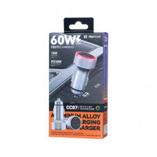 Автомобільний зарядний пристрій REMAX 60W Aluminum Alloy Colorful Light Fast Charging Car Charger CC07 Tarnish (6954851263449)