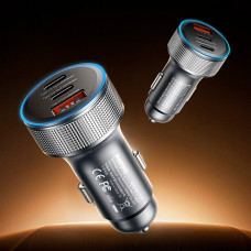 Автомобільний зарядний пристрій REMAX 60W Aluminum Alloy Colorful Light Fast Charging Car Charger CC07 Tarnish (6954851263449)